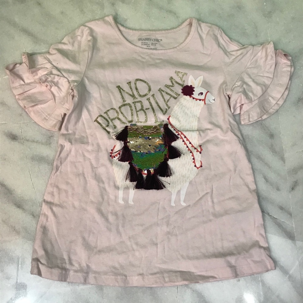shabby chic • pink “no prob-llama” tee m (5-6)